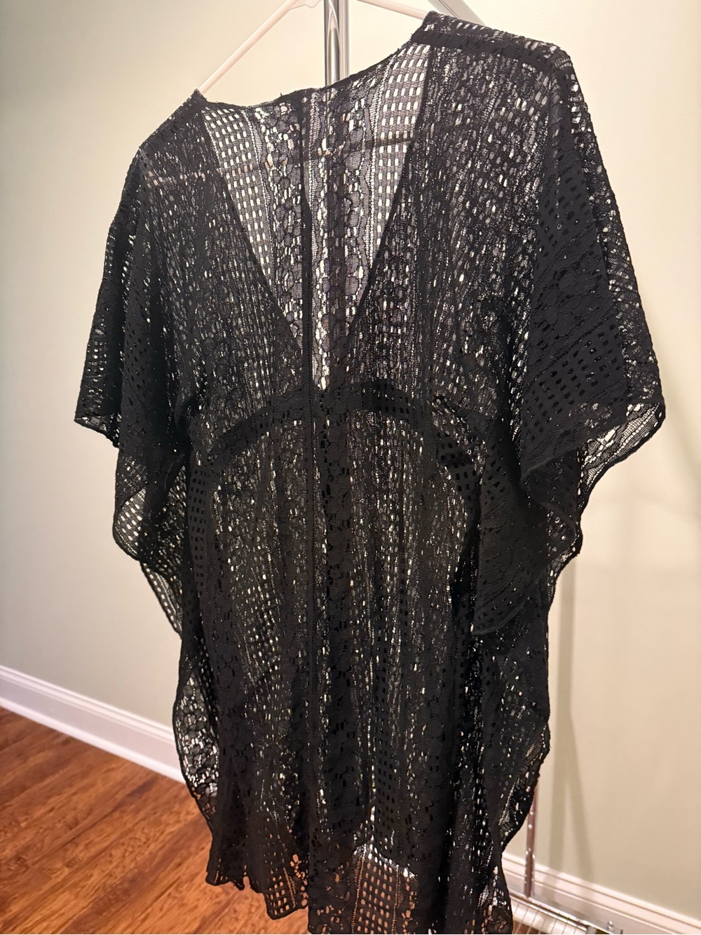BECCA Rebecca Virtue Black Crochet Caftan Swim Cover Up XS/S - Picture 6 of 6